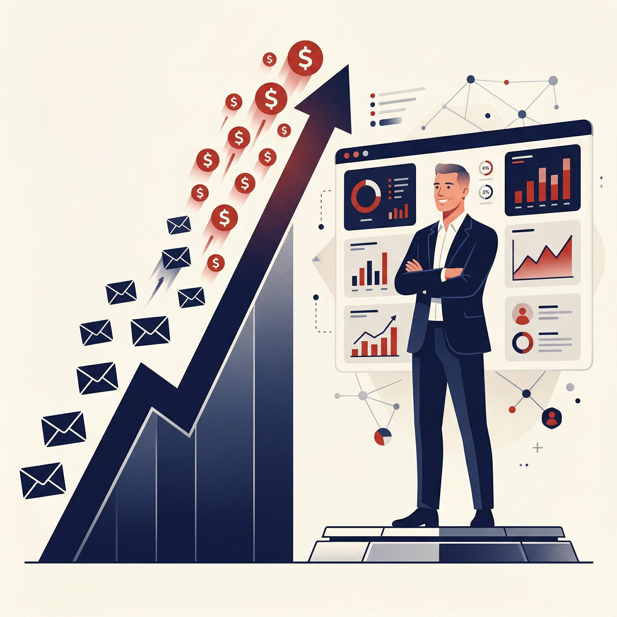 Email revenue growth — envelopes transforming into revenue